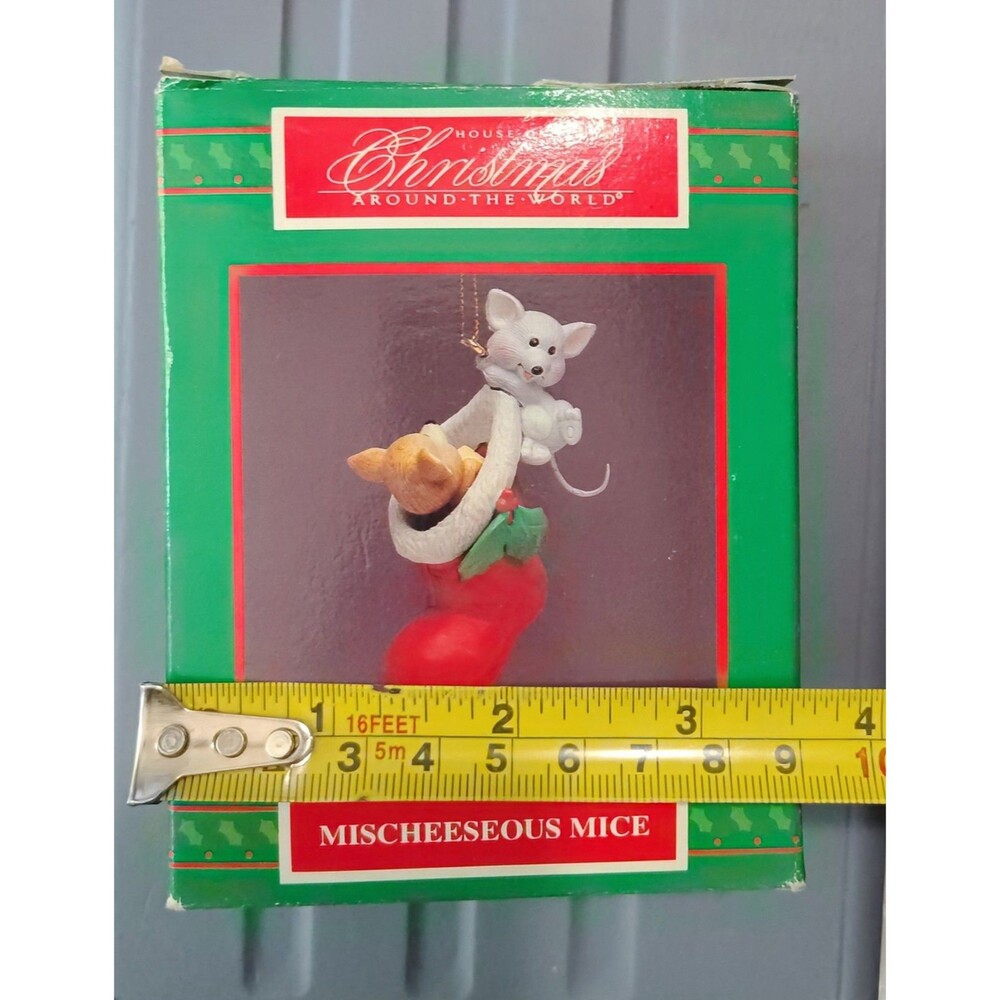 Vintage House of Lloyd Christmas Ornament Mischeeseous Mice 1994 Stocking Mouse - Picture 10 of 10